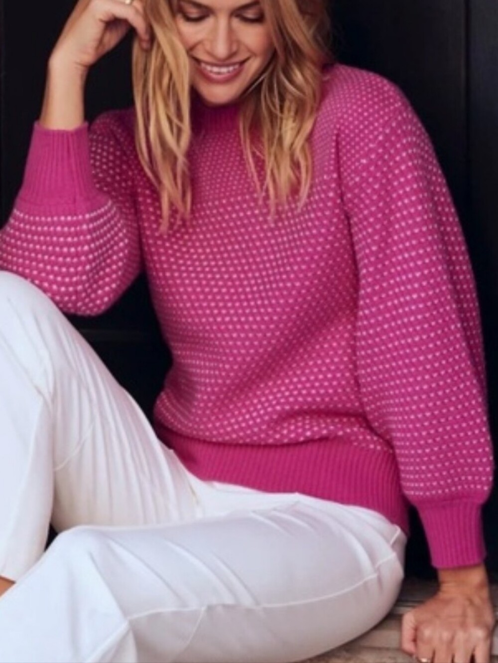 Summersalt The Luxe Cashmere Blend Mix Stitch Sweater Size XS Balloon Sleeves